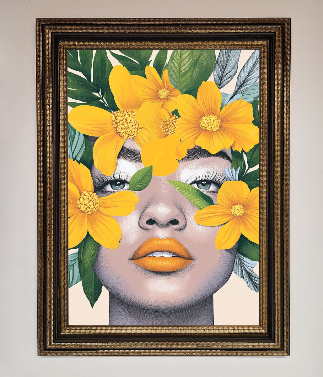 Yellow Flowers Head Framed Poster - Zestio