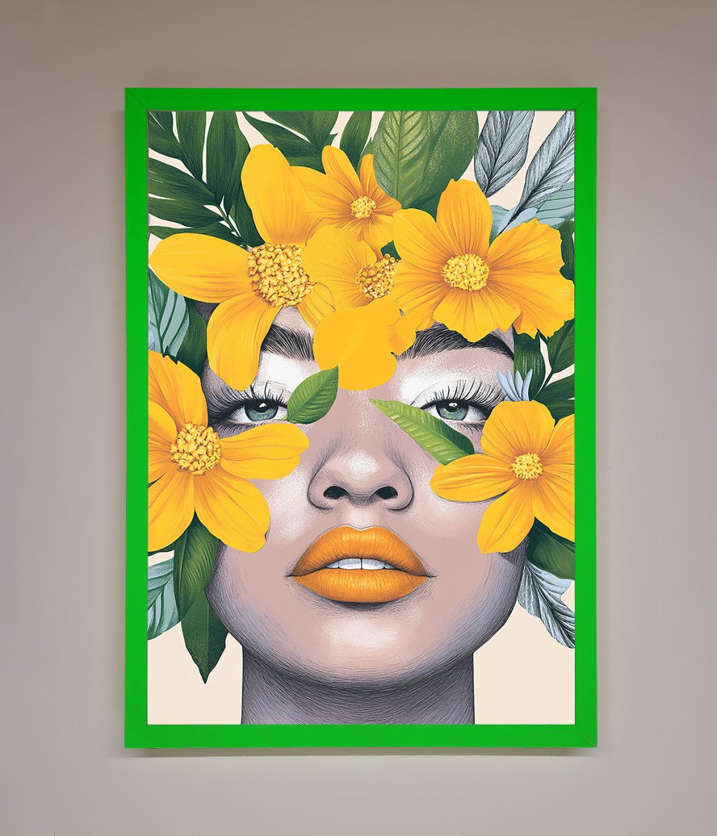 Yellow Flowers Head Framed Poster - Zestio