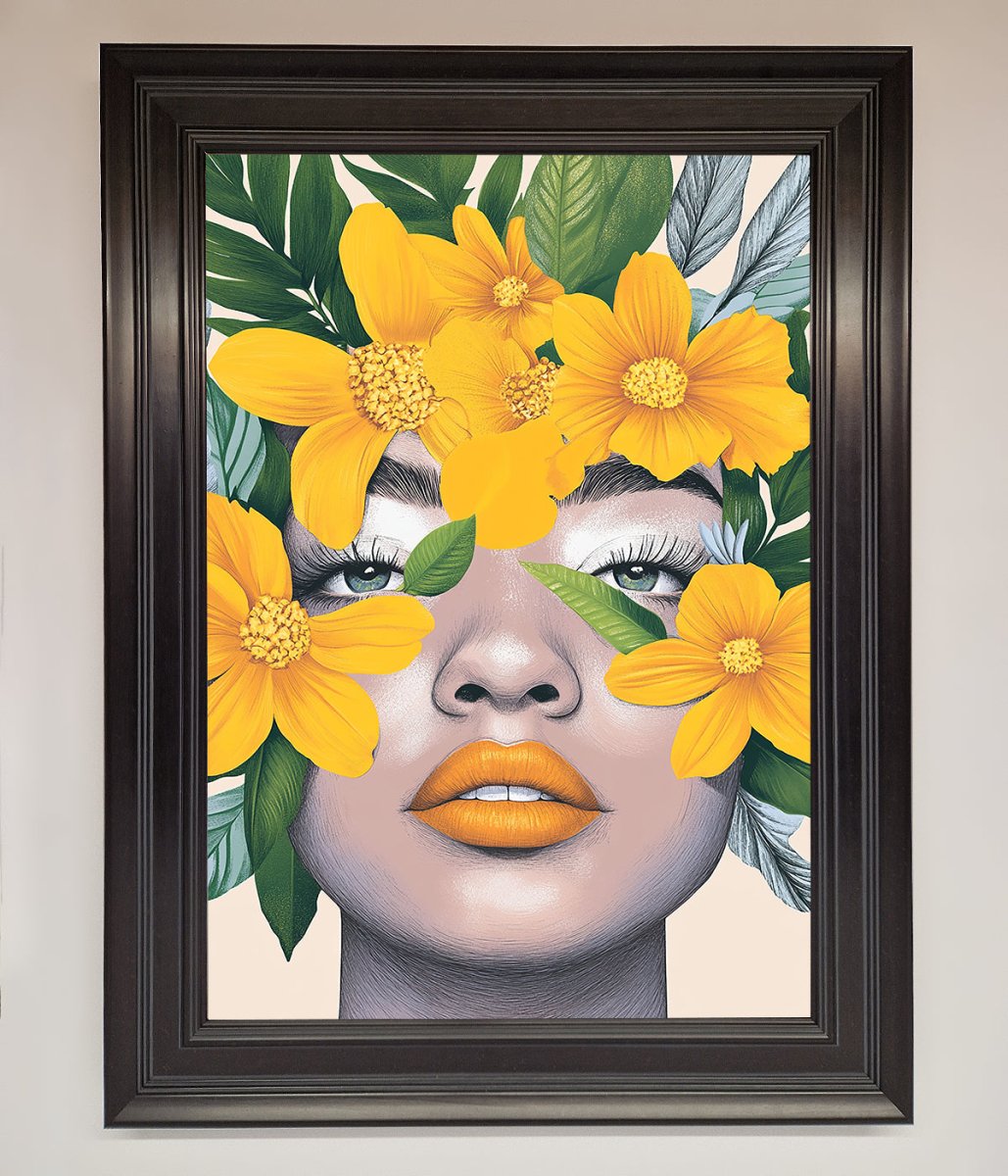 Yellow Flowers Head Framed Poster - Zestio