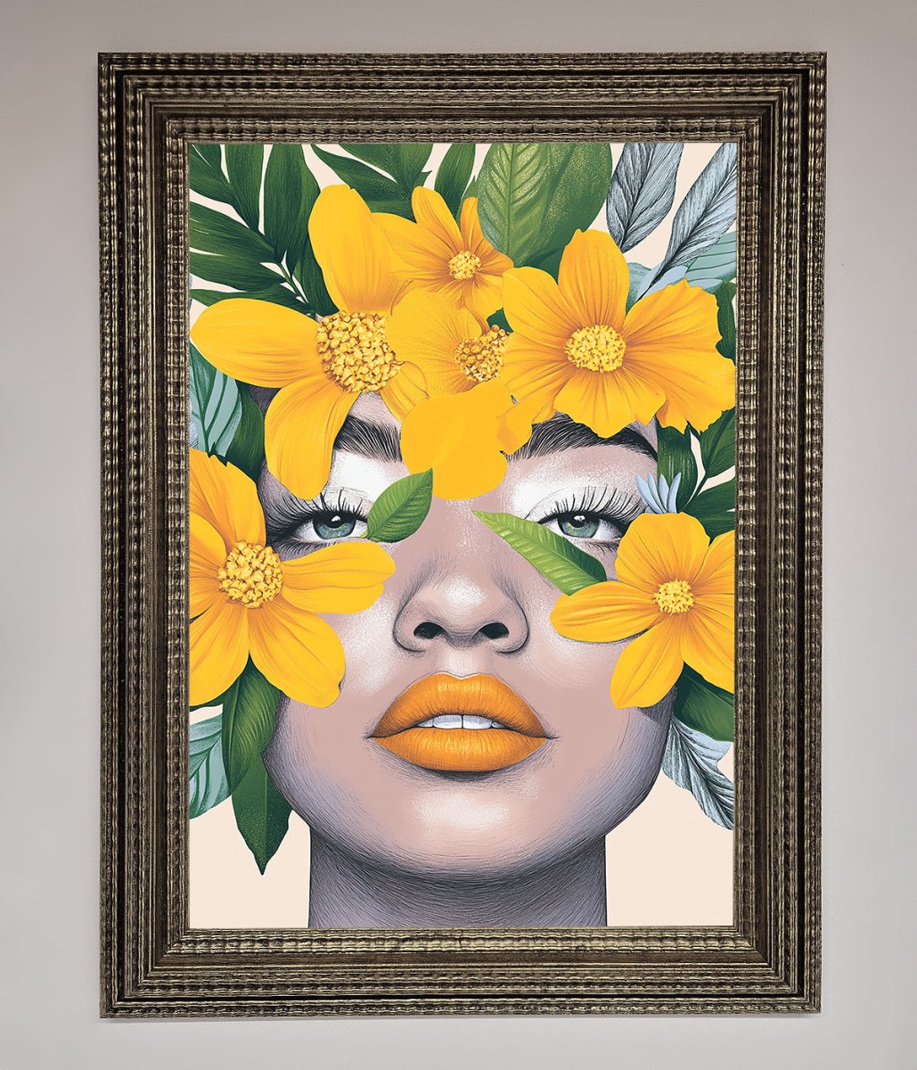 Yellow Flowers Head Framed Poster - Zestio