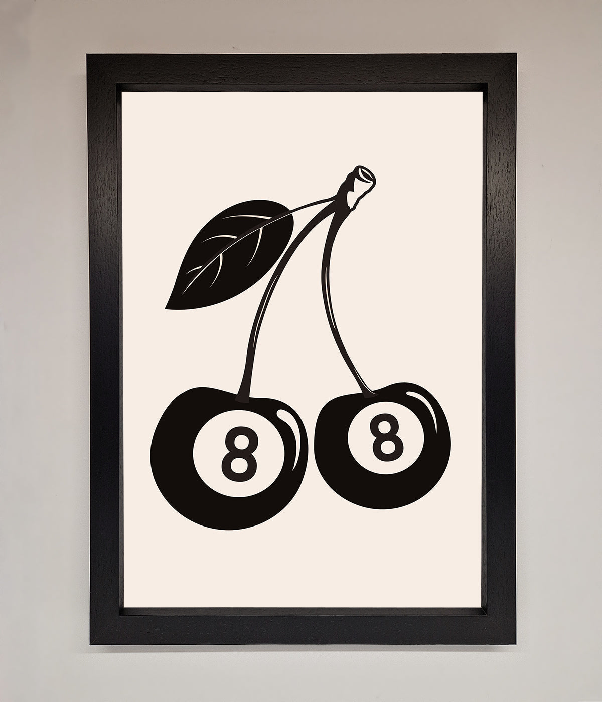 8 Ball Cherries Framed Wall Art featuring cherries with the number 8.