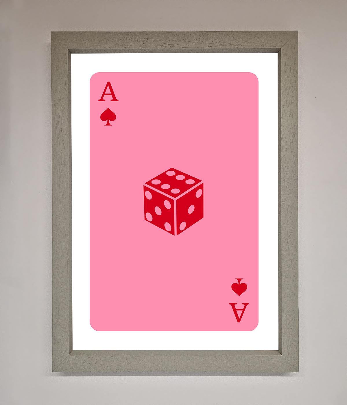 Ace Of Spades Poker Pink Framed Wall Art print