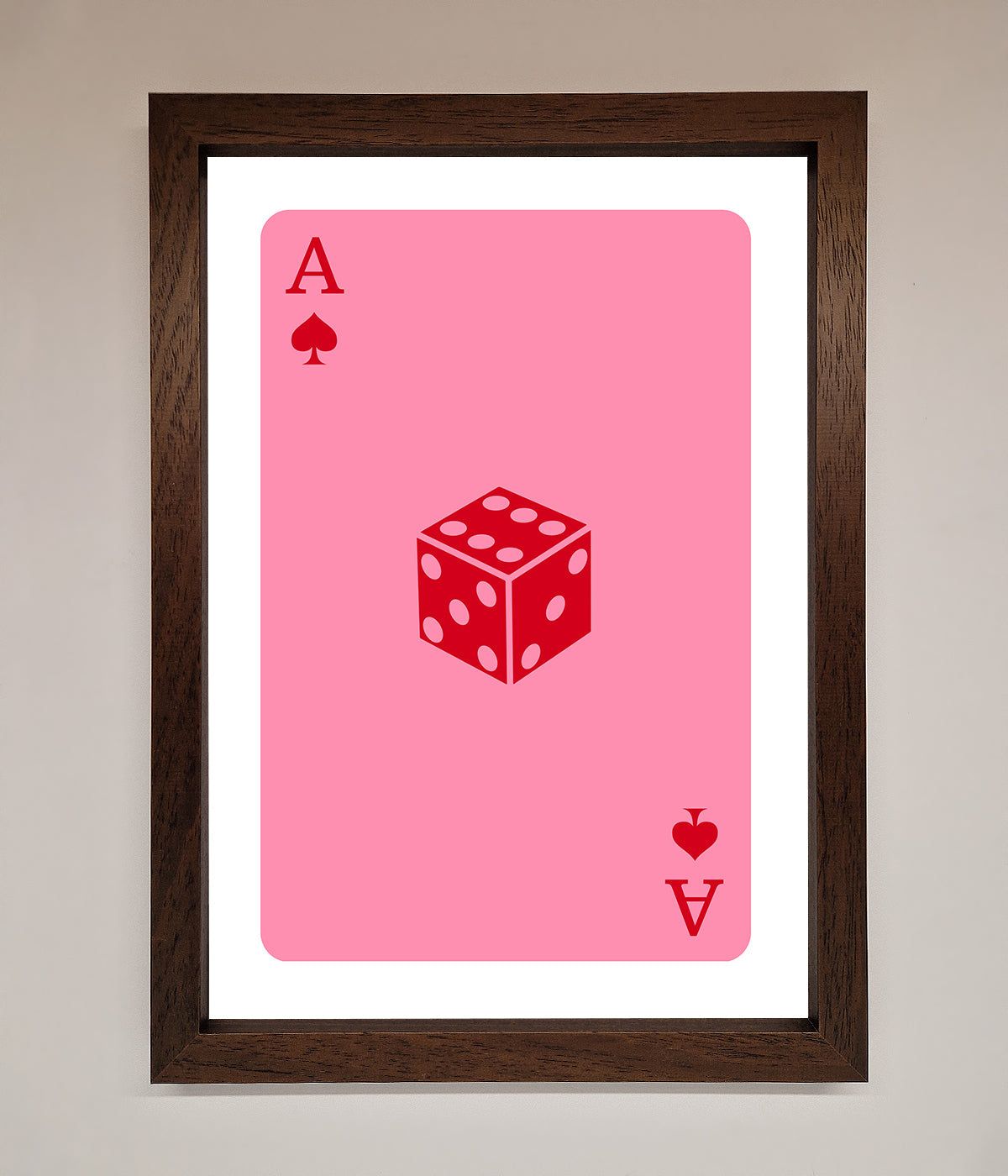 Ace Of Spades Poker Pink Framed Wall Art print