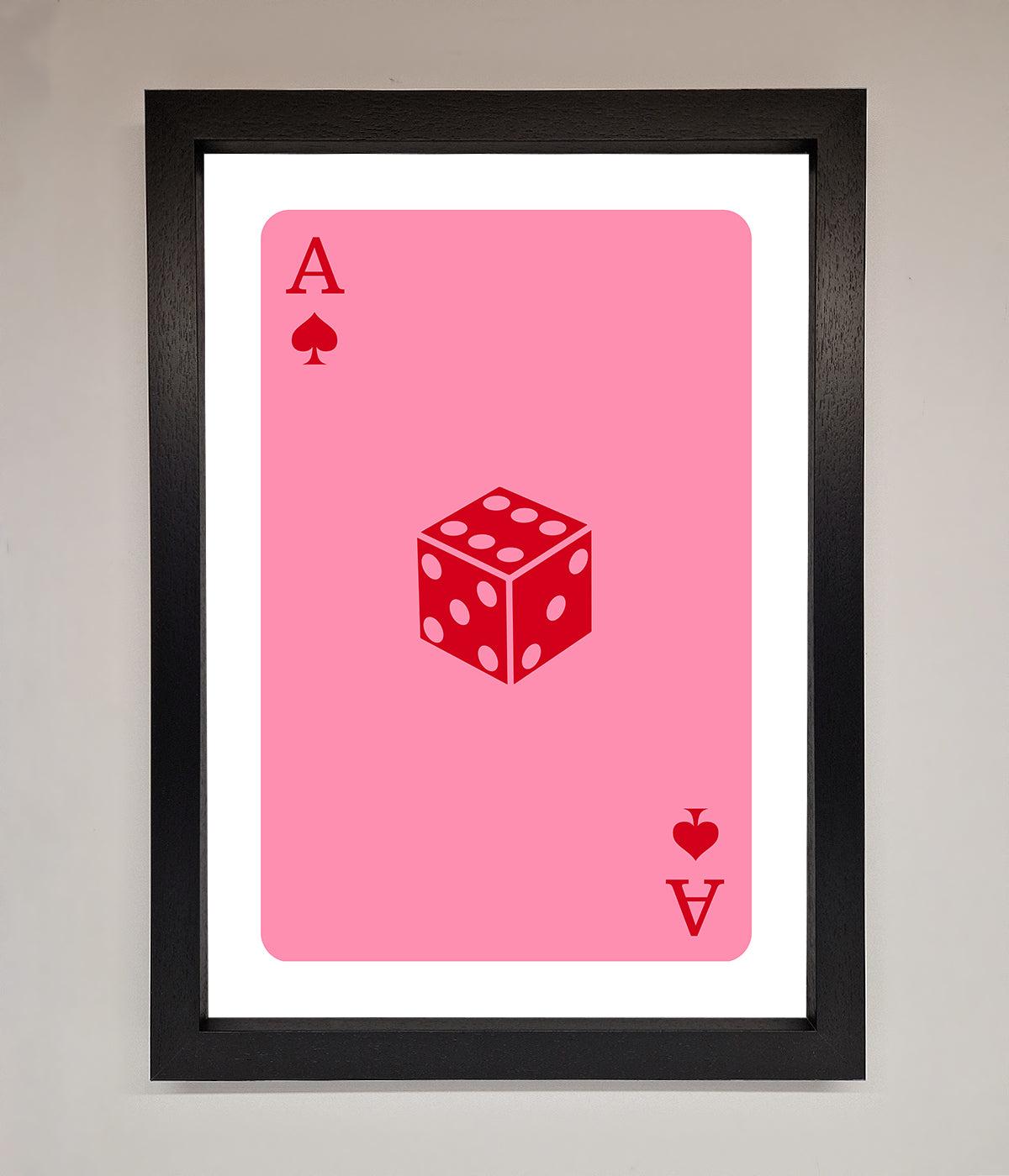 Ace Of Spades Poker Pink Framed Wall Art print