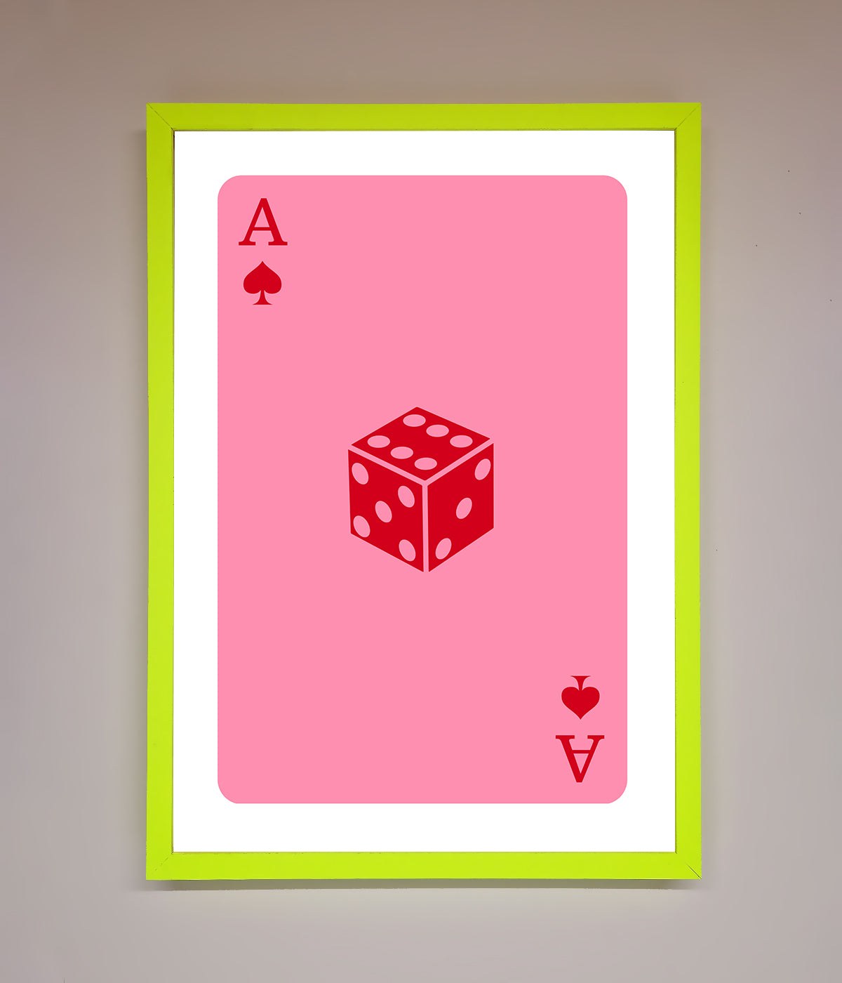 Ace Of Spades Poker Pink Framed Wall Art print