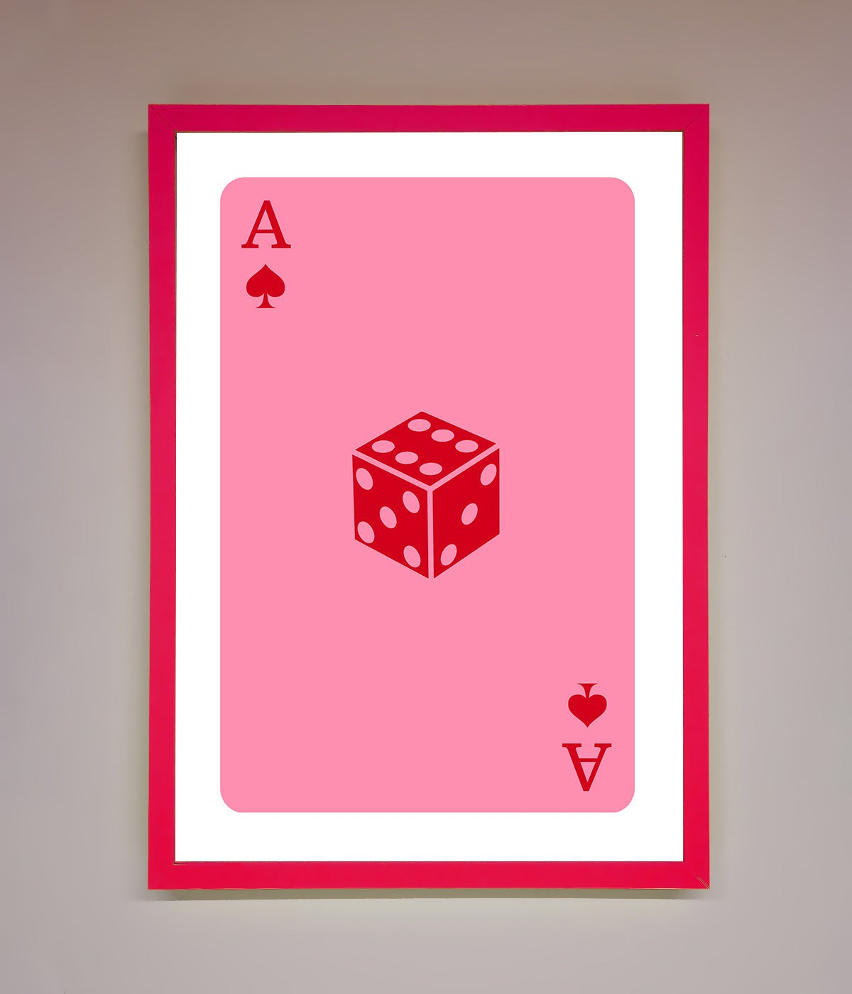 Ace Of Spades Poker Pink Framed Wall Art print