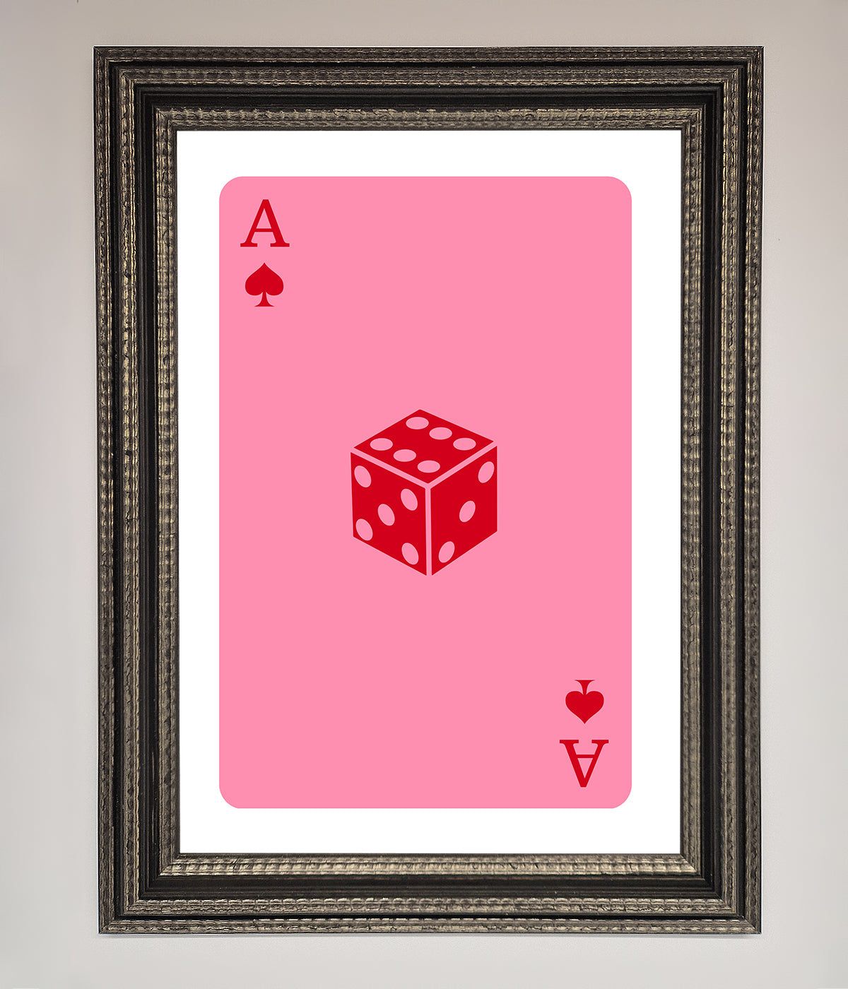 Ace Of Spades Poker Pink Framed Wall Art print