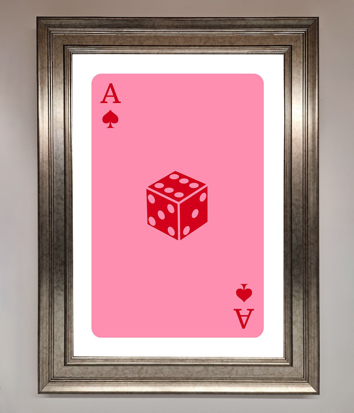 Ace Of Spades Poker Pink Framed Wall Art print