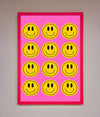 Acid Smile Faces Framed Poster print