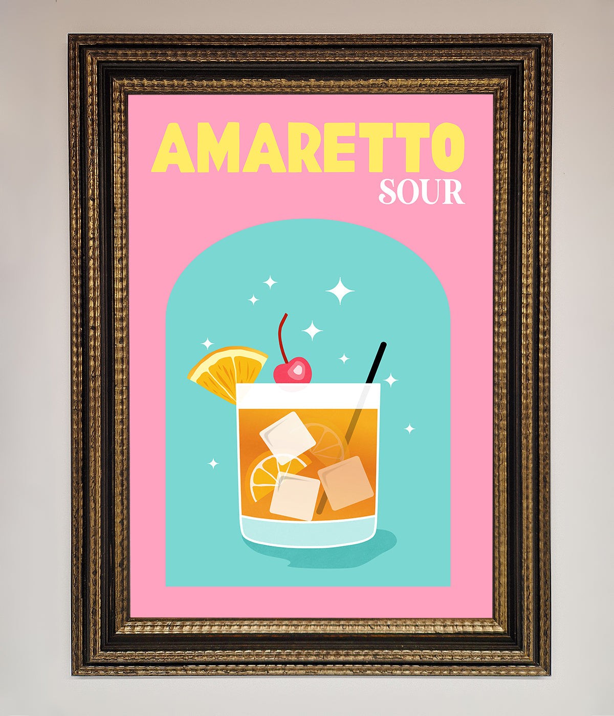 Amaretto Sour Cocktail Framed Wall Art print