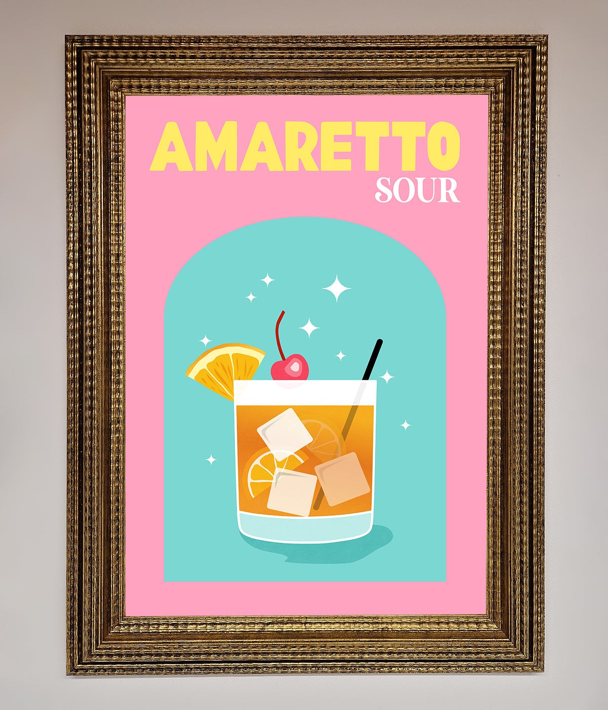 Amaretto Sour Cocktail Framed Wall Art print