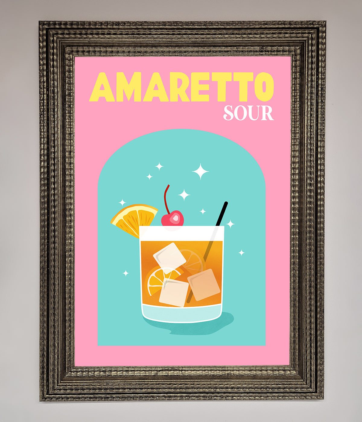 Amaretto Sour Cocktail Framed Wall Art print