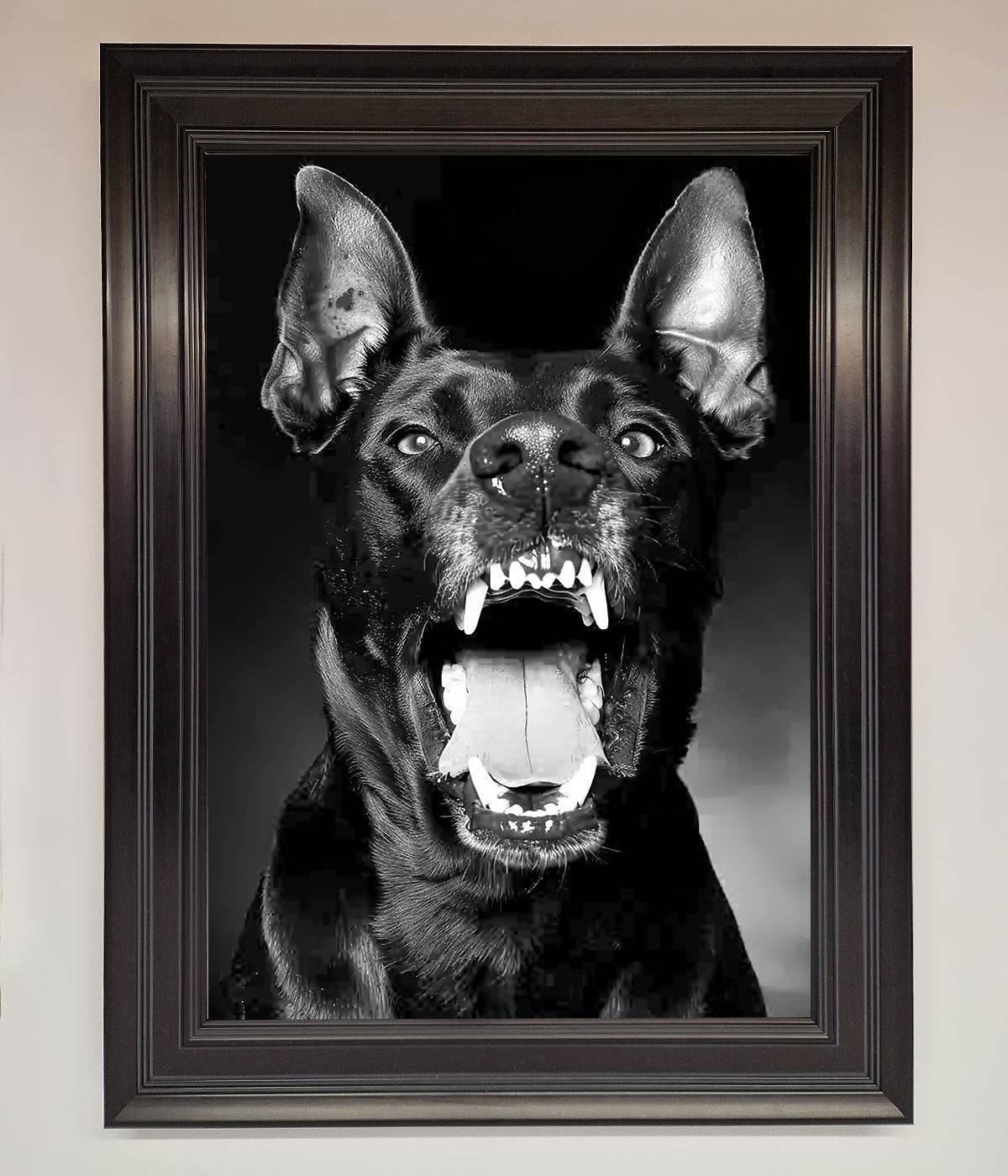 Angry Doberman Dog Framed Wall Art print