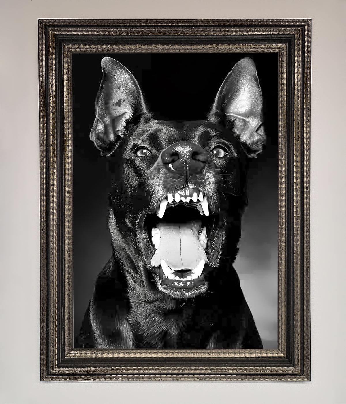 Angry Doberman Dog Framed Wall Art print