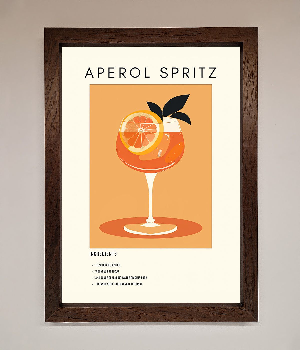 Aperol Spritz Cocktail Framed Print print