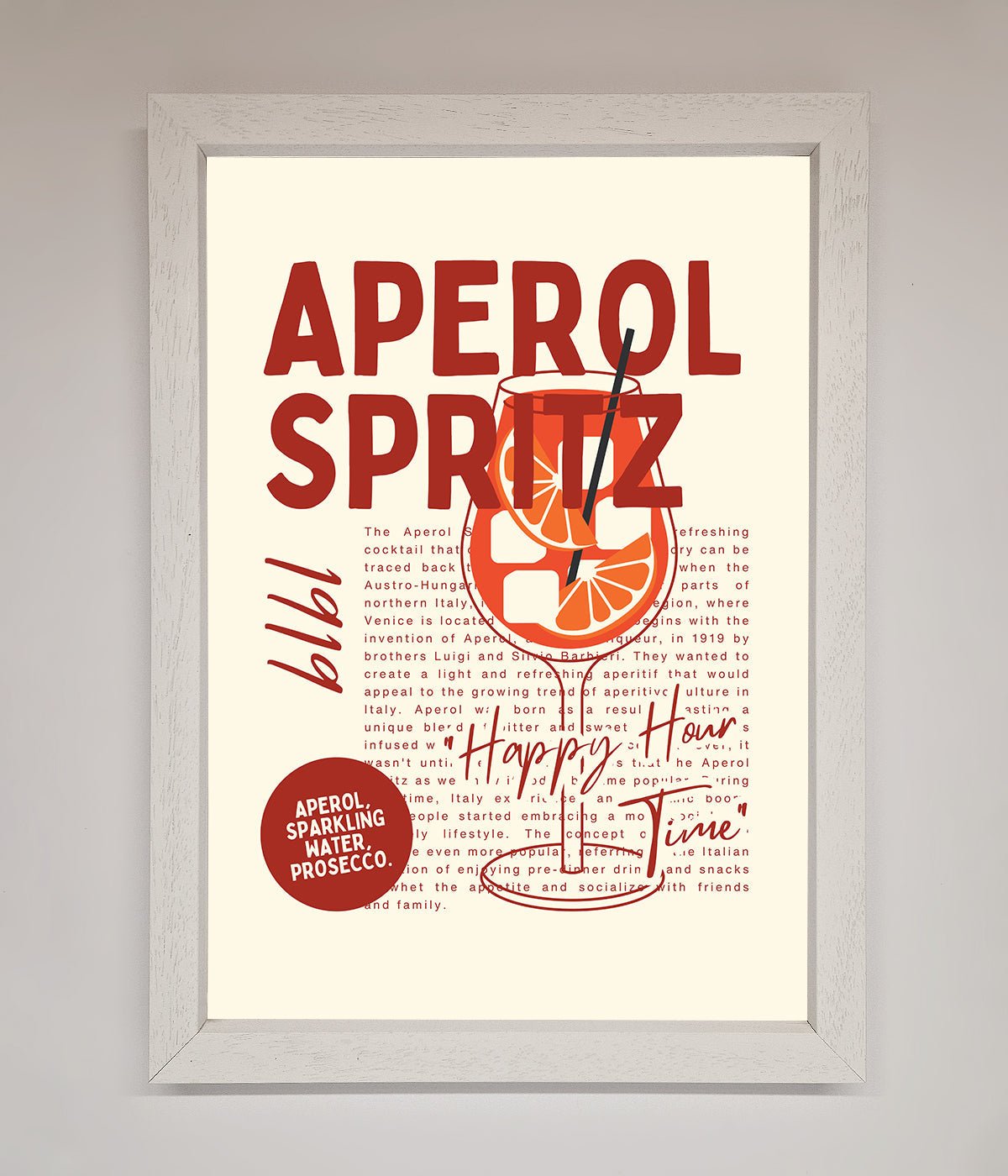 Aperol Spritz Happy Hour Cocktail Framed Wall Art print