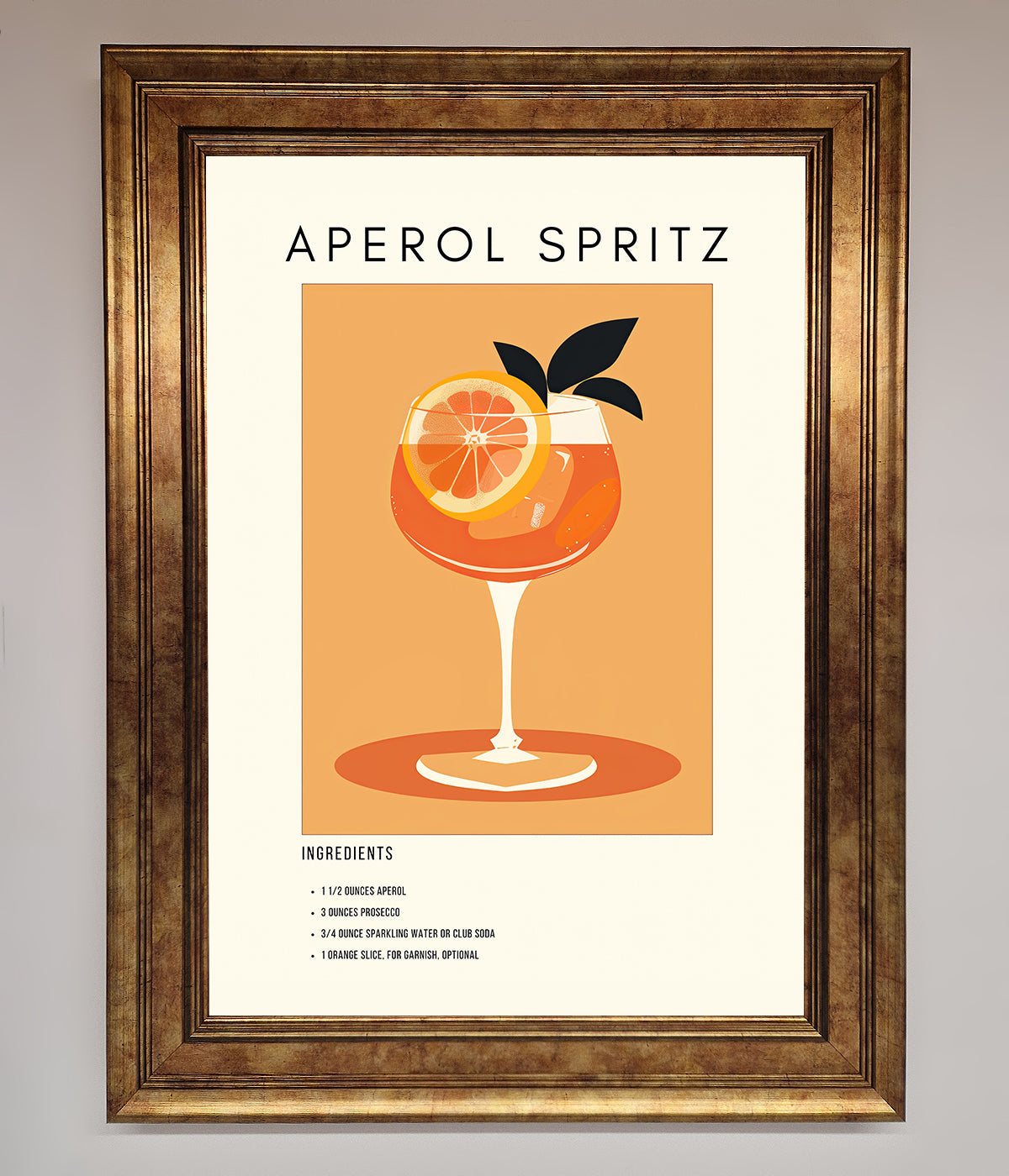 Aperol Spritz Cocktail Framed Print print