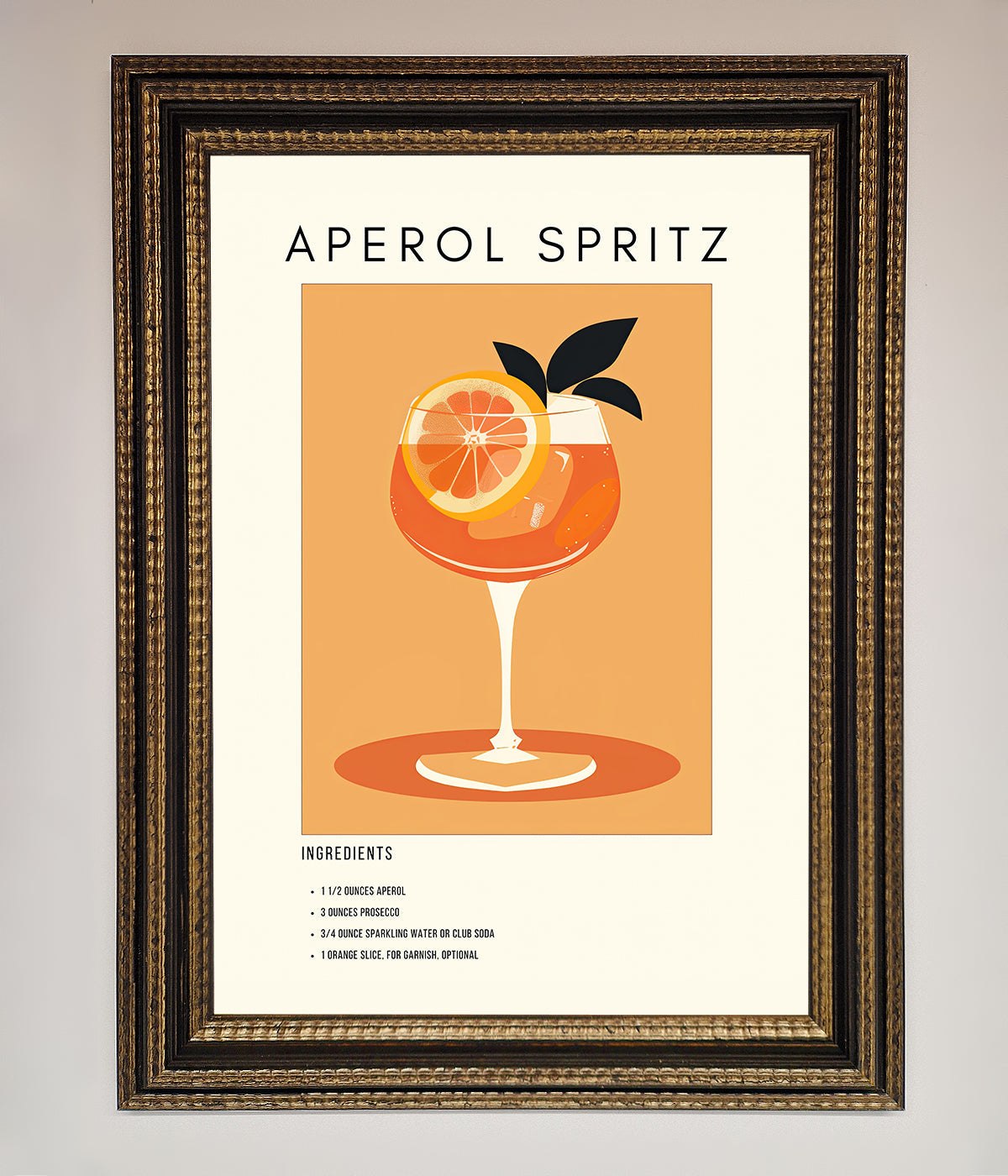 Aperol Spritz Cocktail Framed Print print