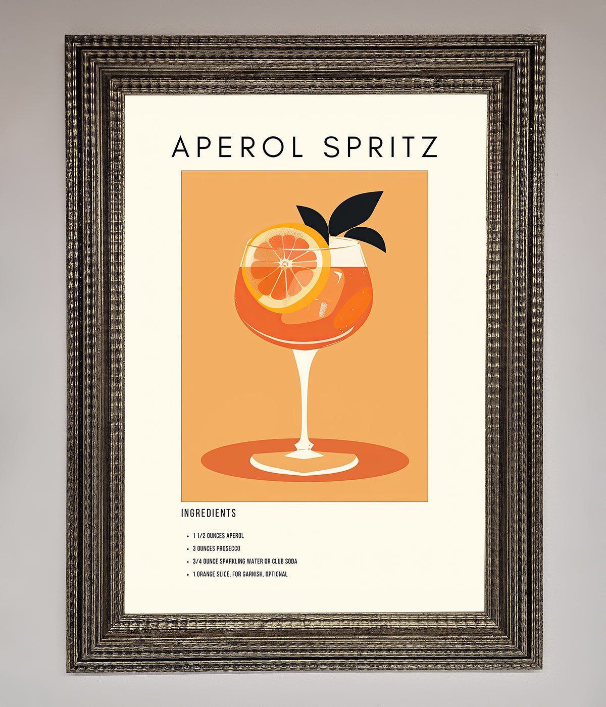 Aperol Spritz Cocktail Framed Print print