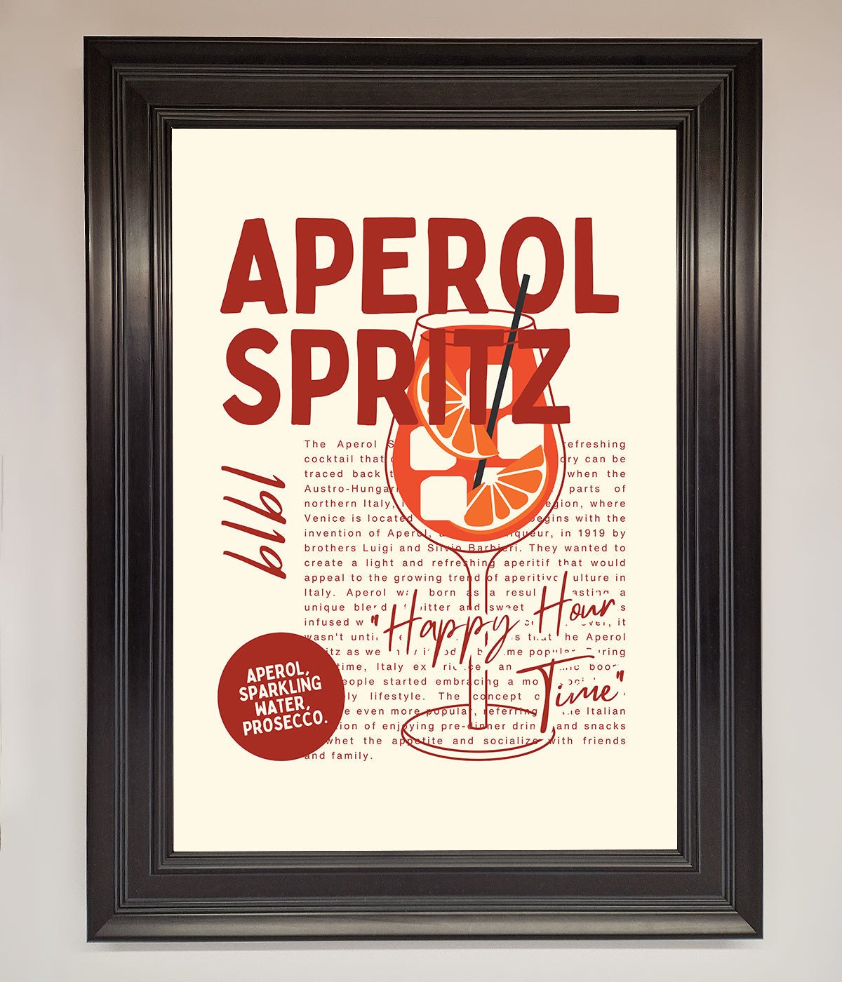 Aperol Spritz Happy Hour Cocktail Framed Wall Art print