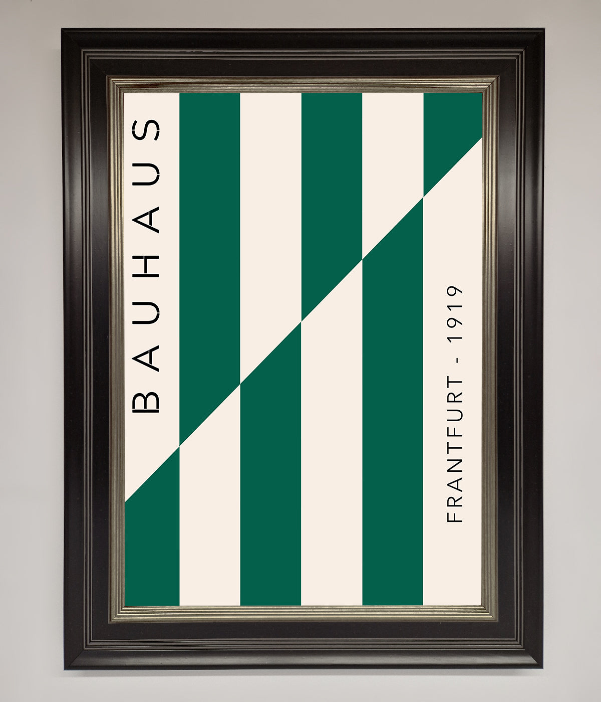 Bauhaus Green And White Framed Print print