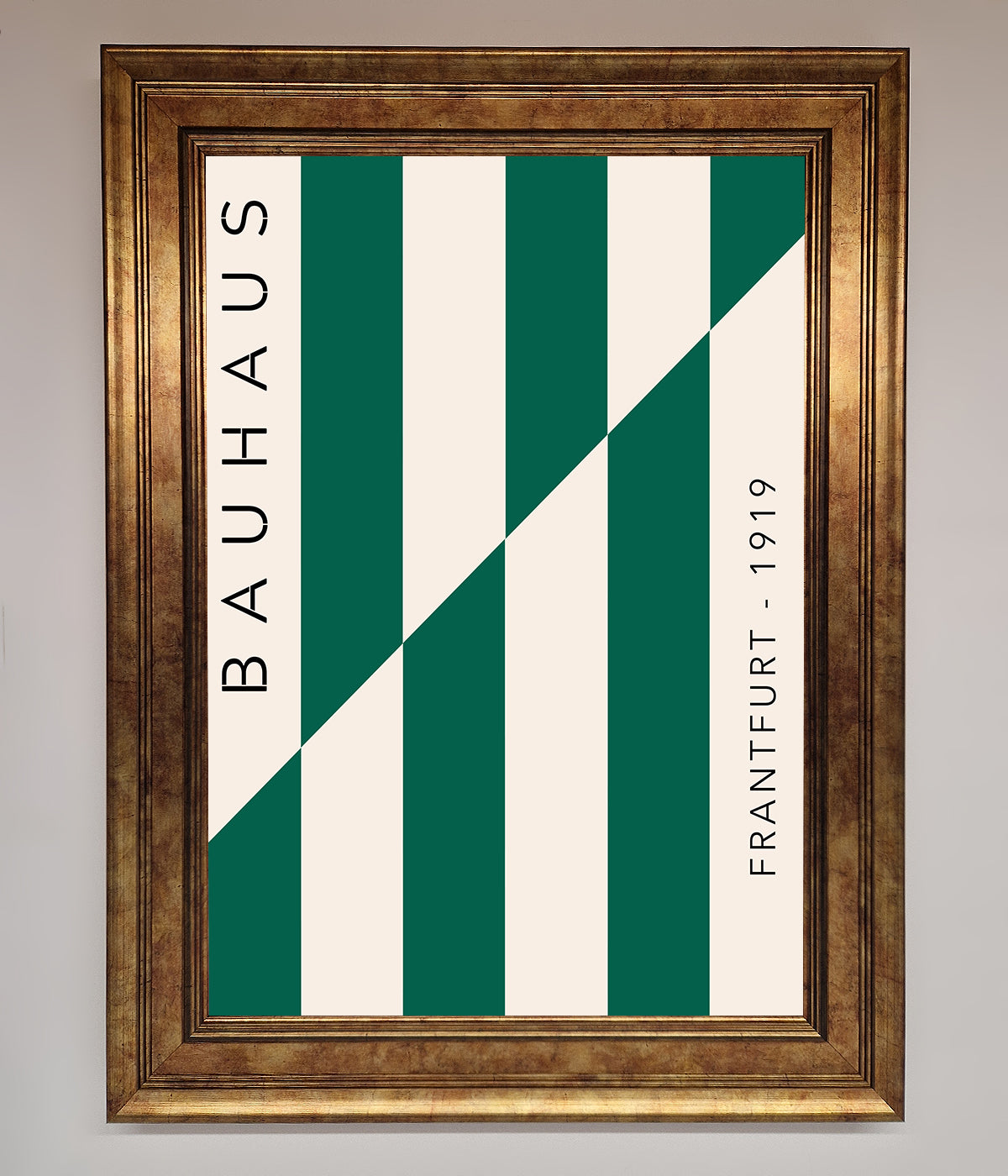 Bauhaus Green And White Framed Print print