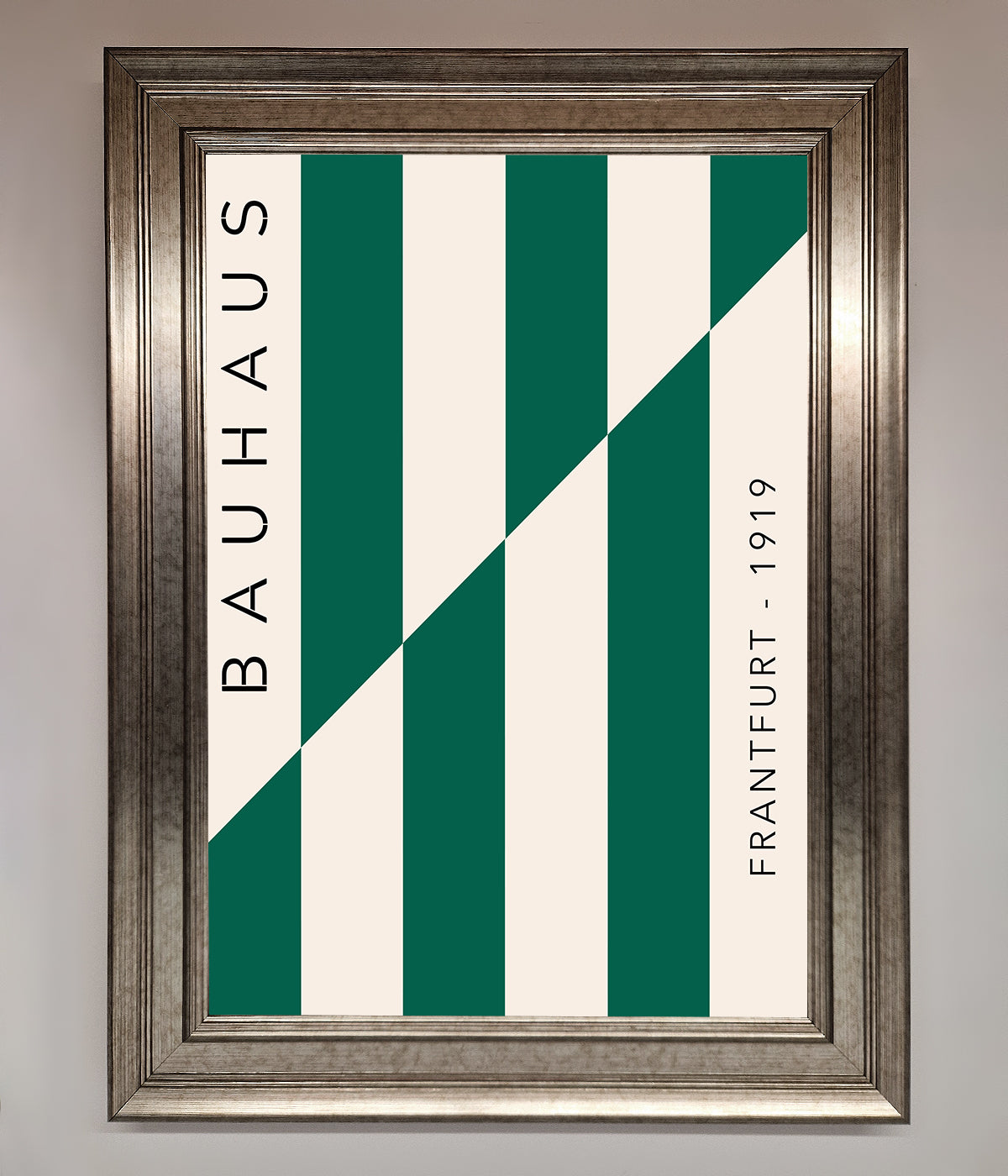 Bauhaus Green And White Framed Print print