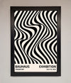 Bauhaus poster with wavy black lines in a sleek black frame.