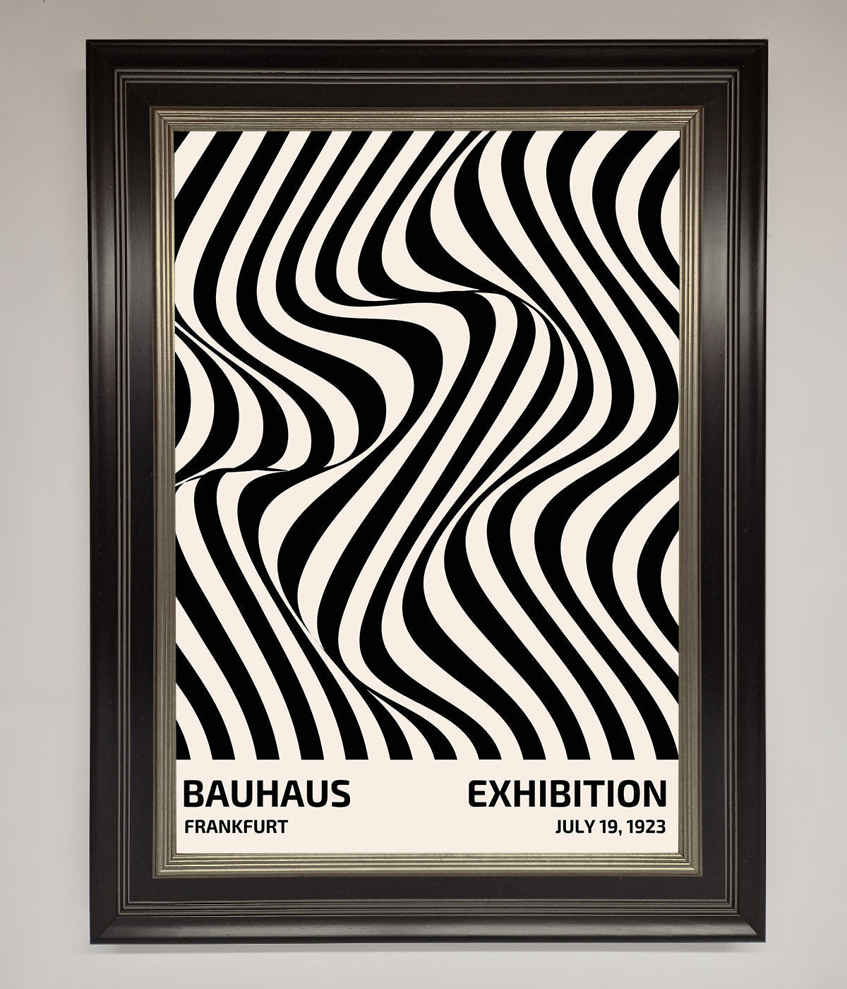 Bauhaus Wavy Black Lines Framed Poster with modern design.