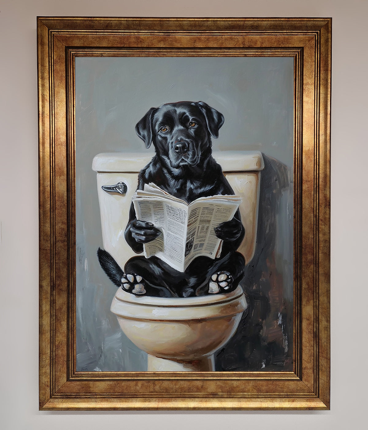 Black Lab On The Toilet Framed Poster print