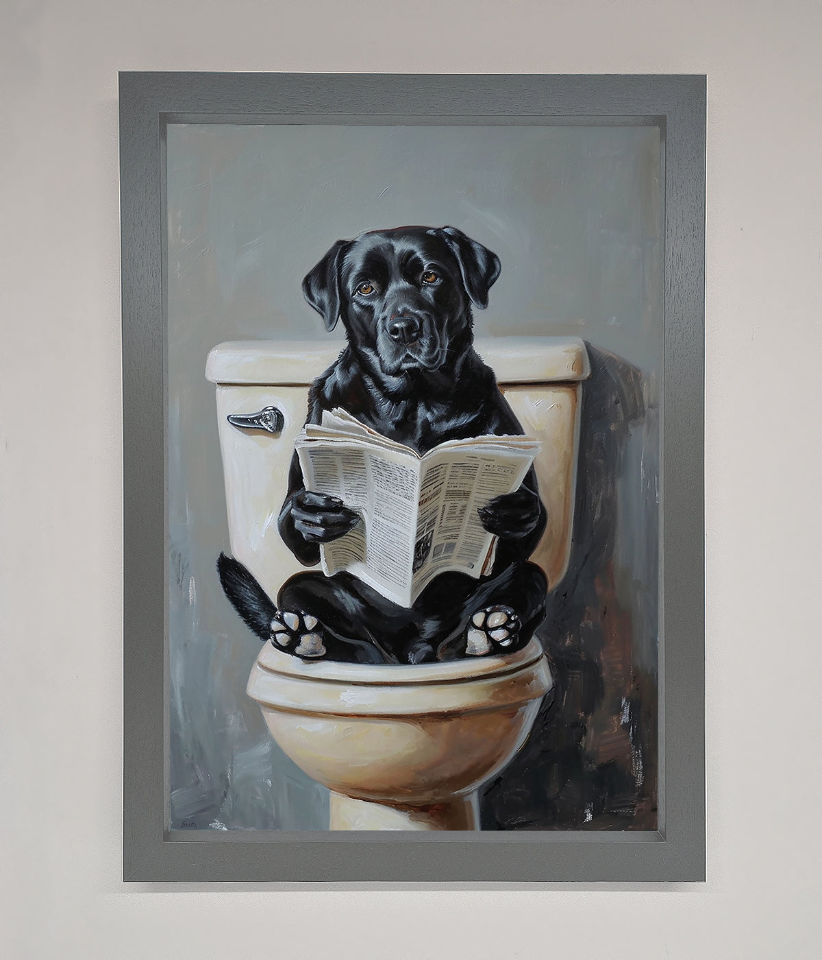 Black Lab On The Toilet Framed Poster print