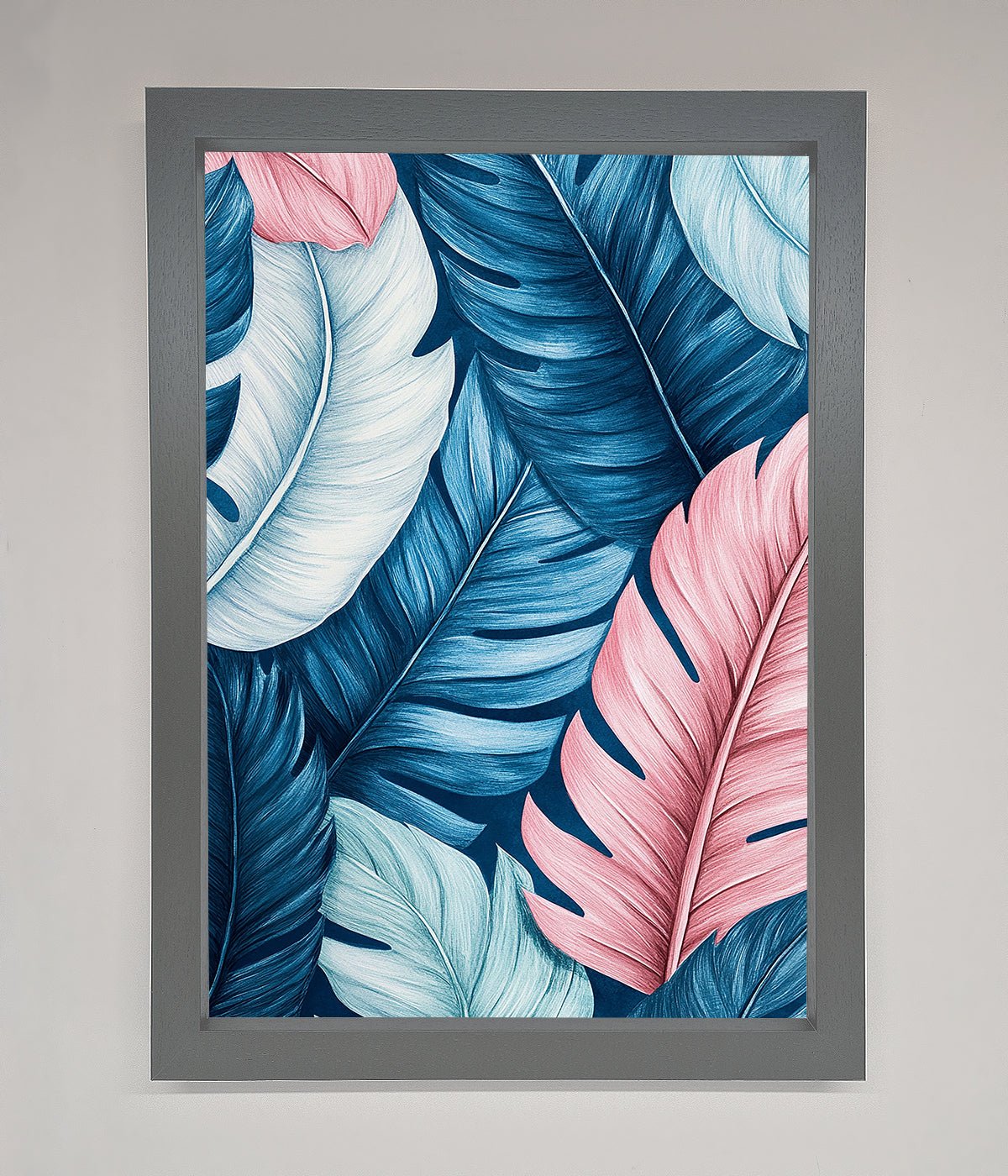 Blue And Pink Feathers Abstract Framed Print print