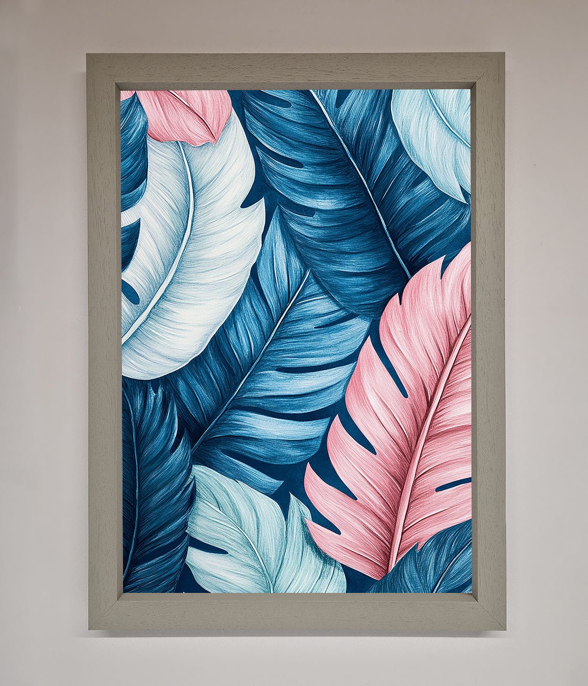 Blue And Pink Feathers Abstract Framed Print print