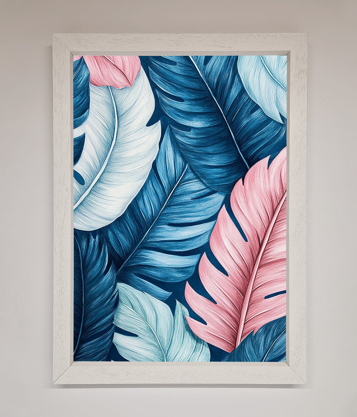 Blue And Pink Feathers Abstract Framed Print print