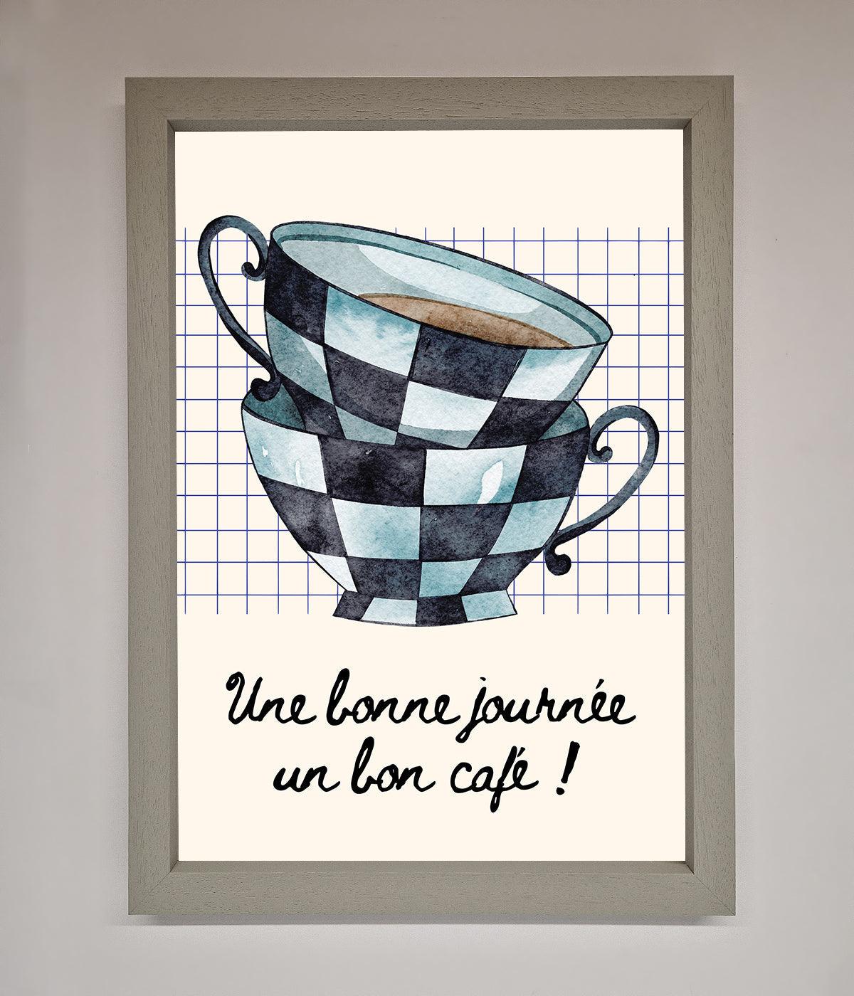 Blue Teacup Stack Kitchen Framed Wall Art print