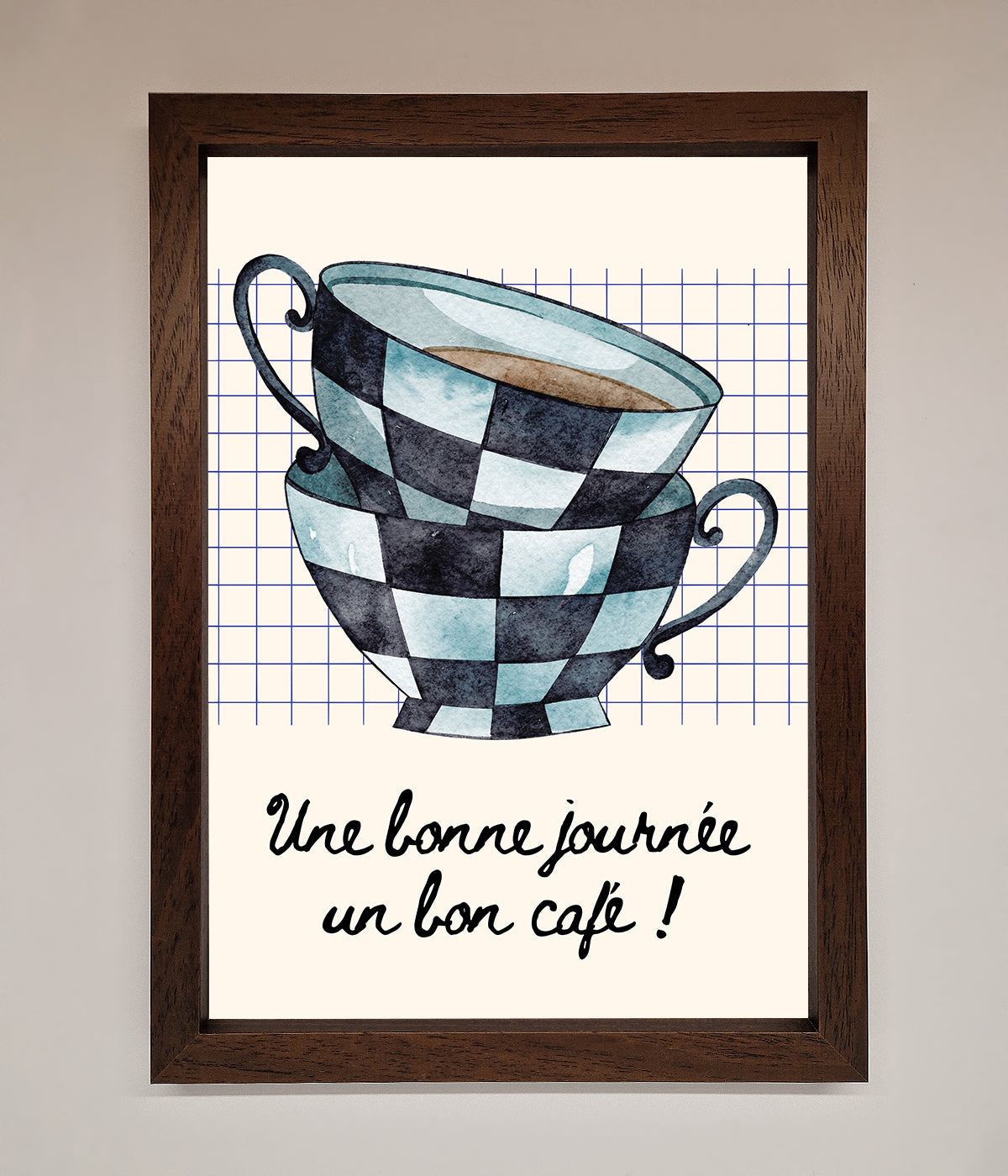 Blue Teacup Stack Kitchen Framed Wall Art print