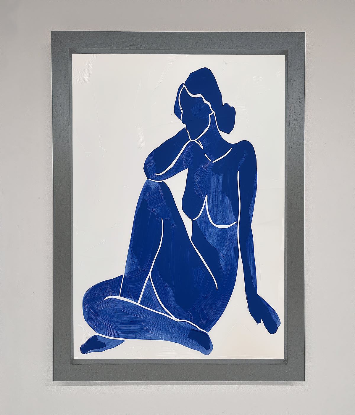 Blue Woman Pose Matisse Style Framed Print print