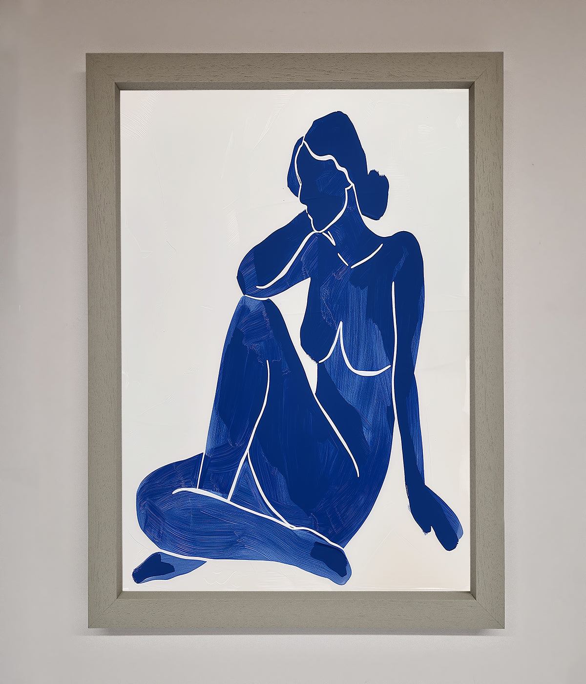 Blue Woman Pose Matisse Style Framed Print print