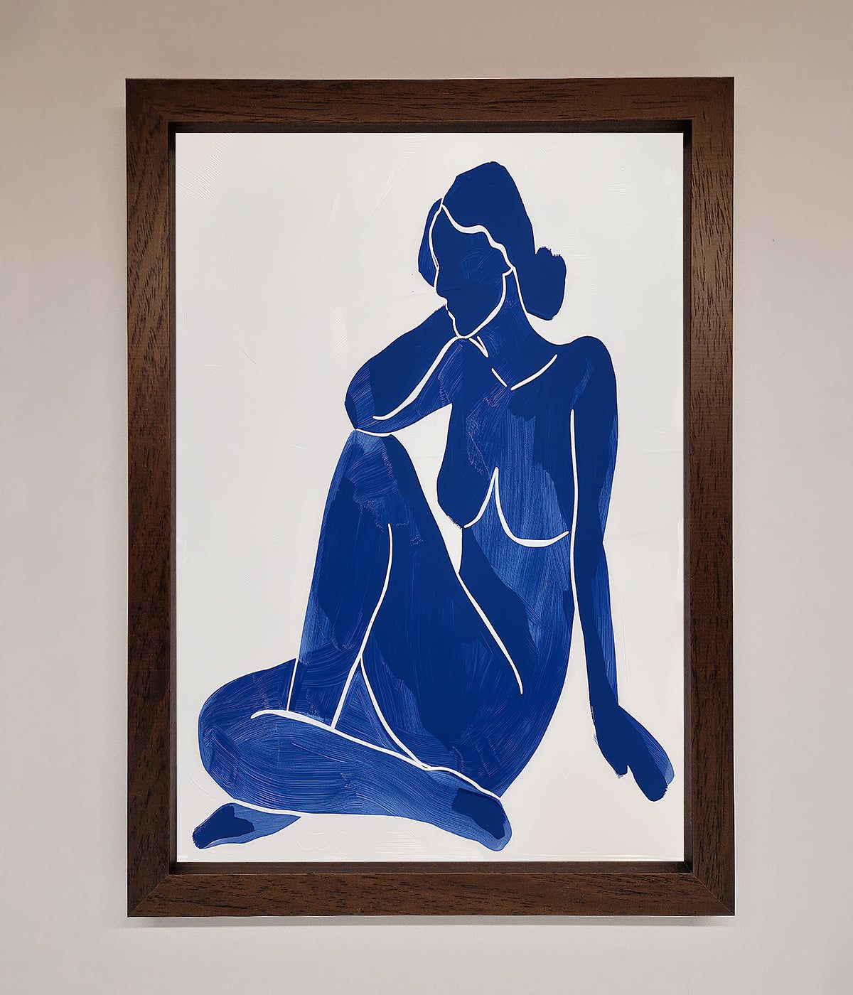 Blue Woman Pose Matisse Style Framed Print print