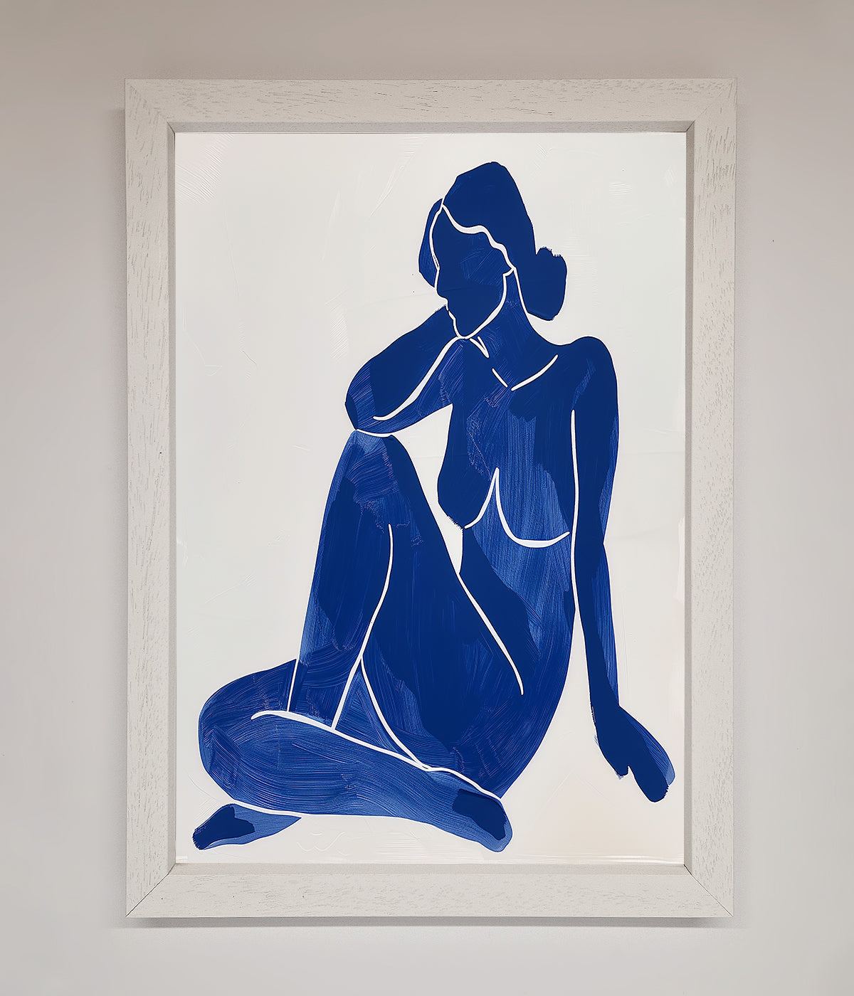 Blue Woman Pose Matisse Style Framed Print print