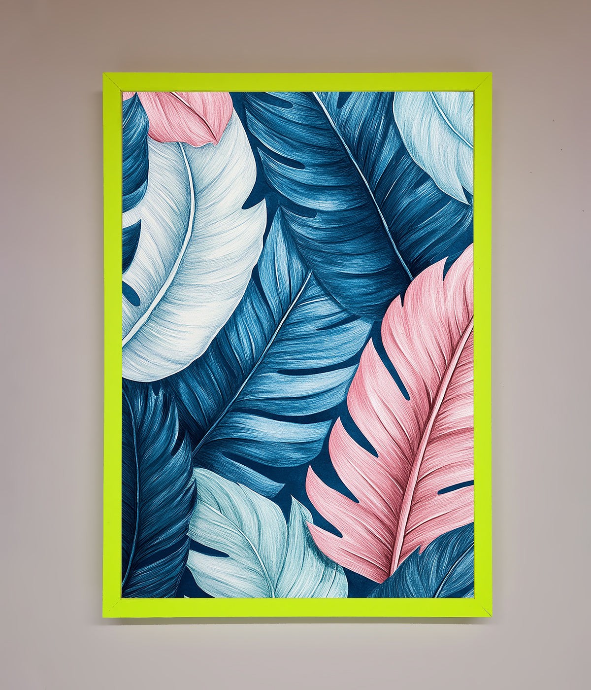 Blue And Pink Feathers Abstract Framed Print print