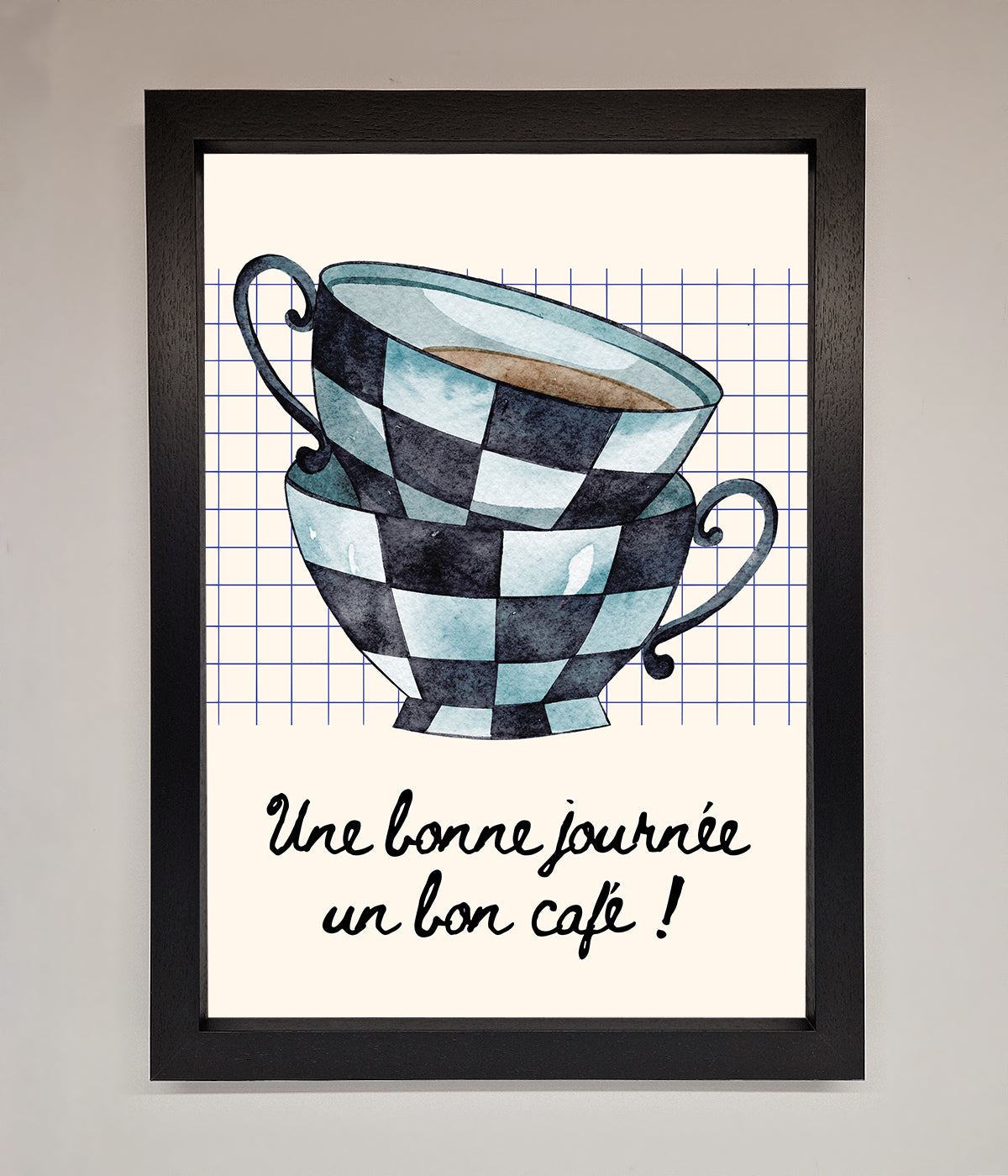 Blue Teacup Stack Kitchen Framed Wall Art print