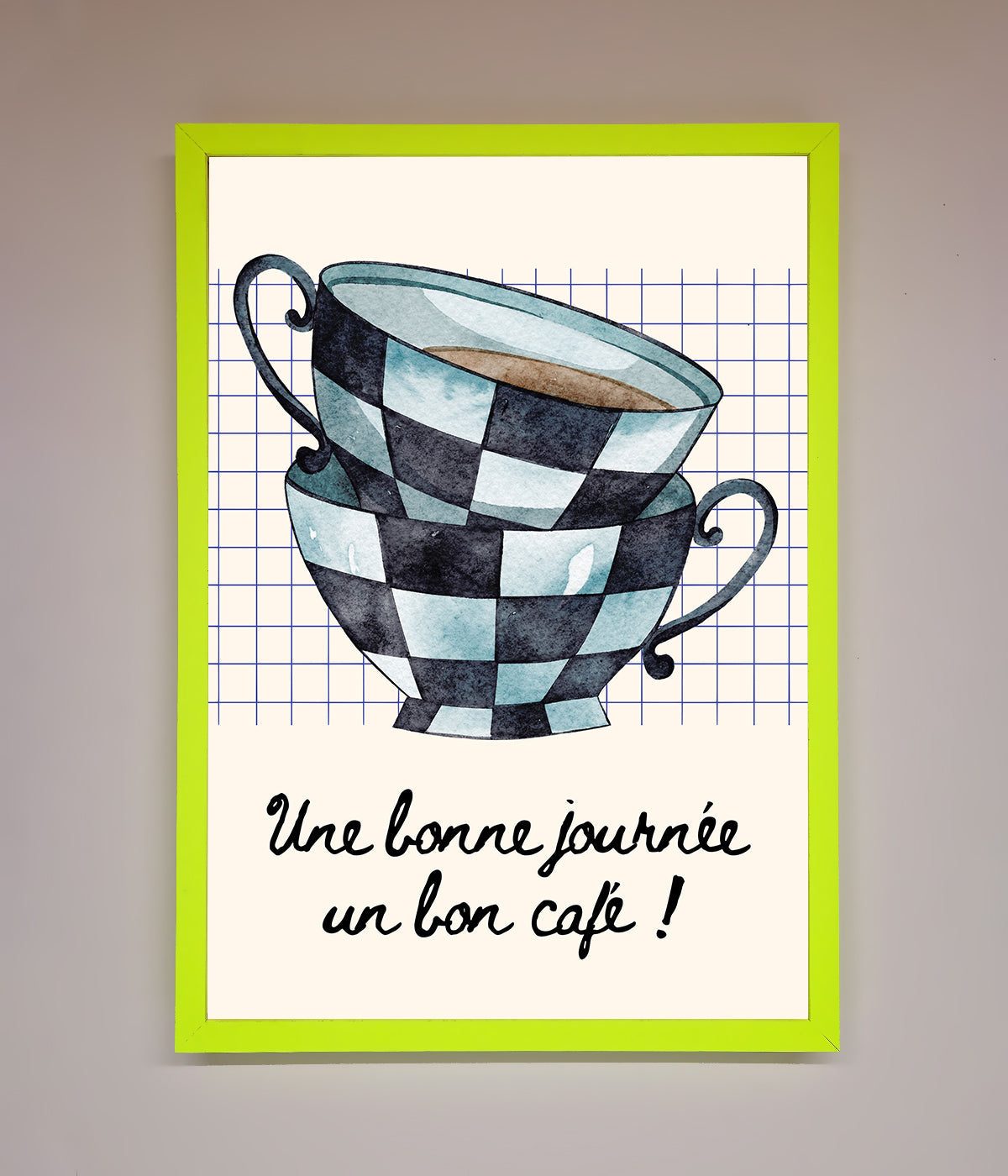 Blue Teacup Stack Kitchen Framed Wall Art print