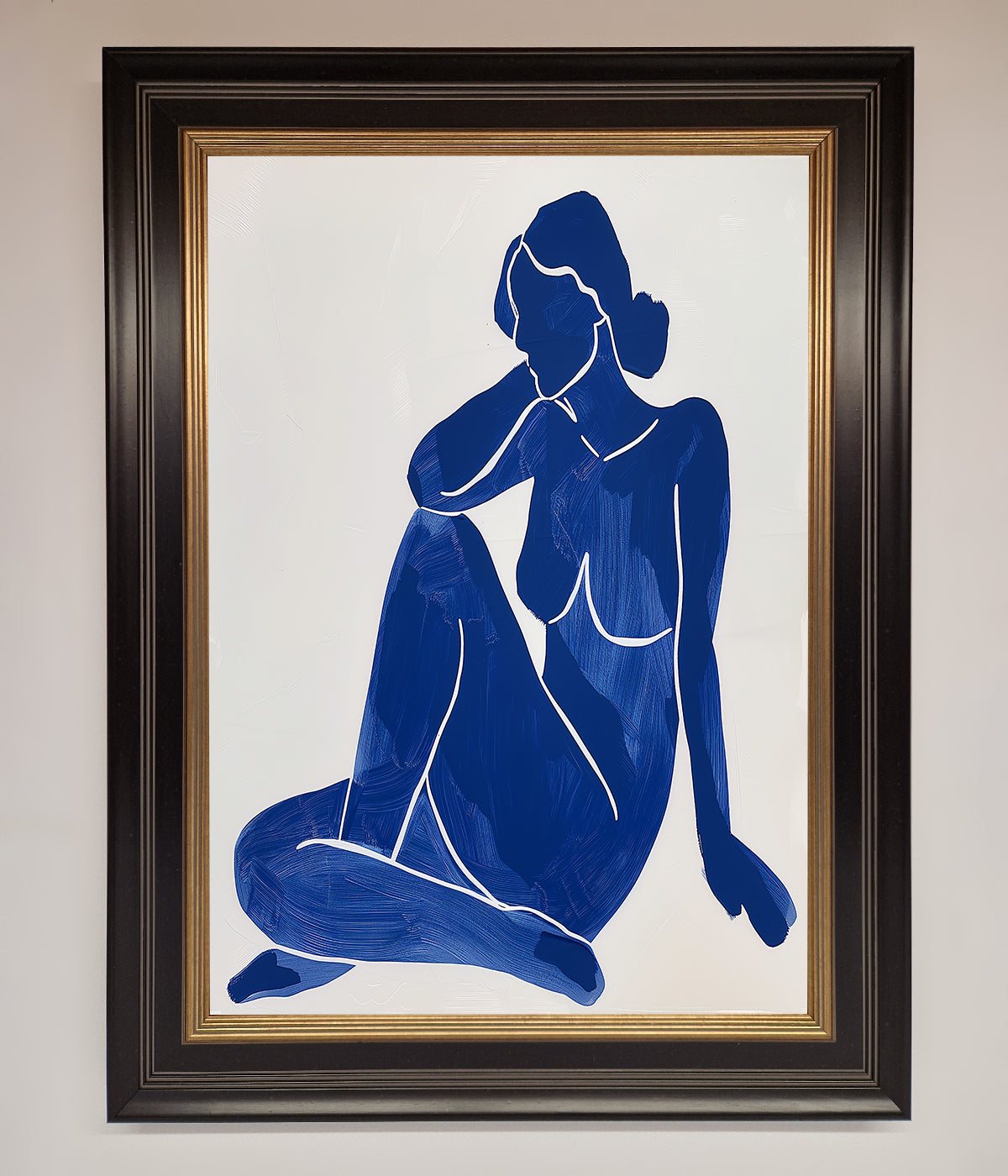 Blue Woman Pose Matisse Style Framed Print print