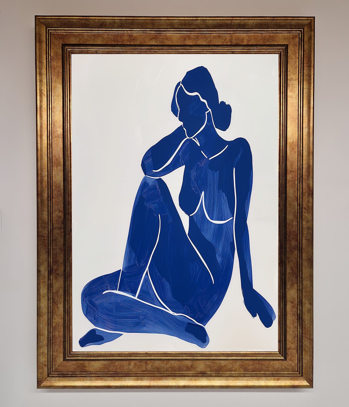 Blue Woman Pose Matisse Style Framed Print print