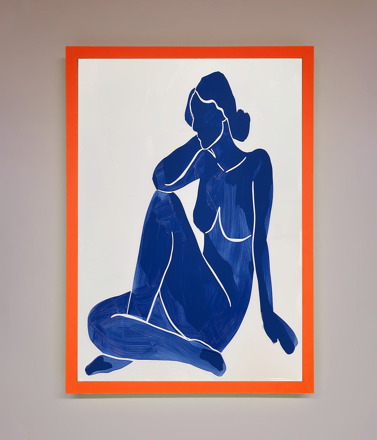 Blue Woman Pose Matisse Style Framed Print print