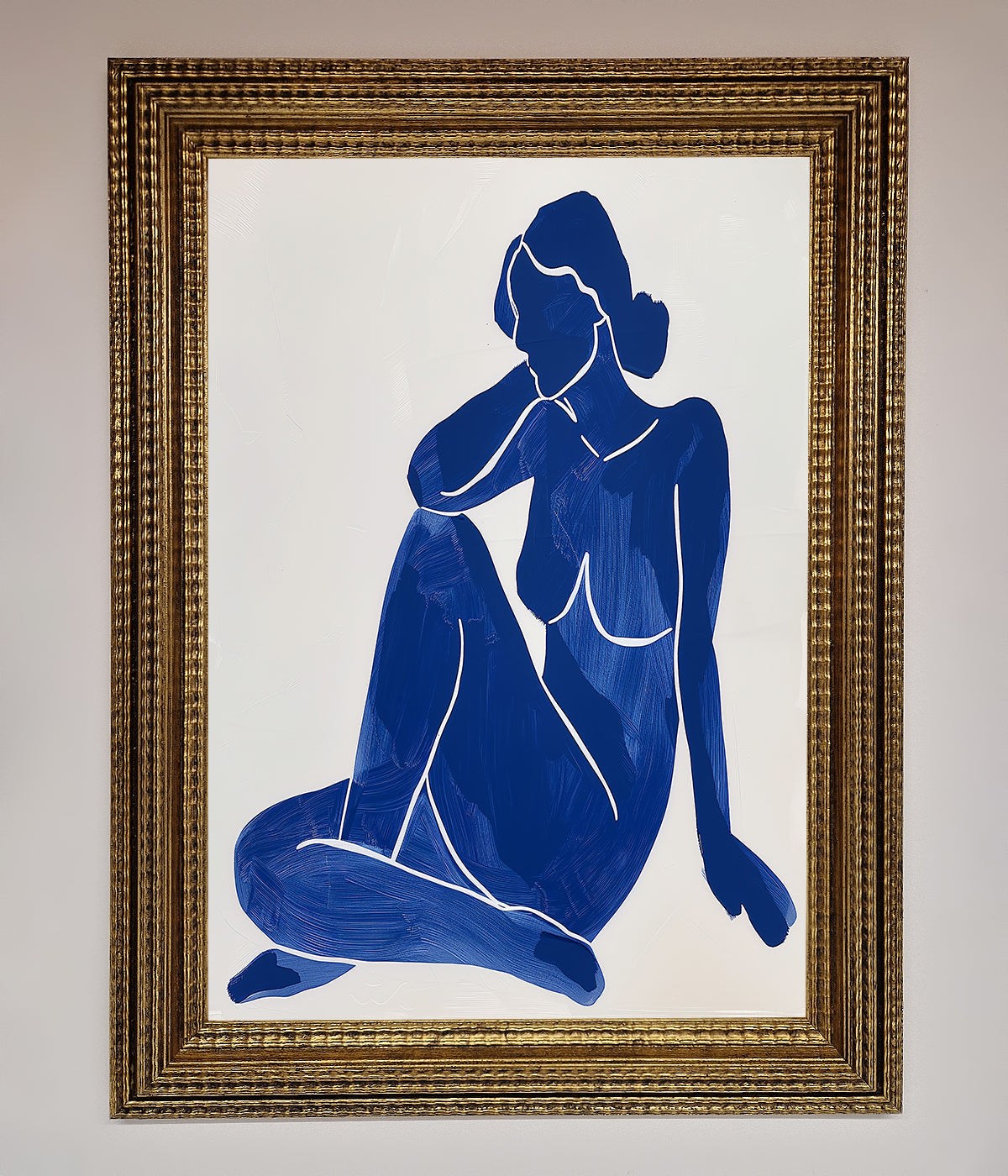 Blue Woman Pose Matisse Style Framed Print print