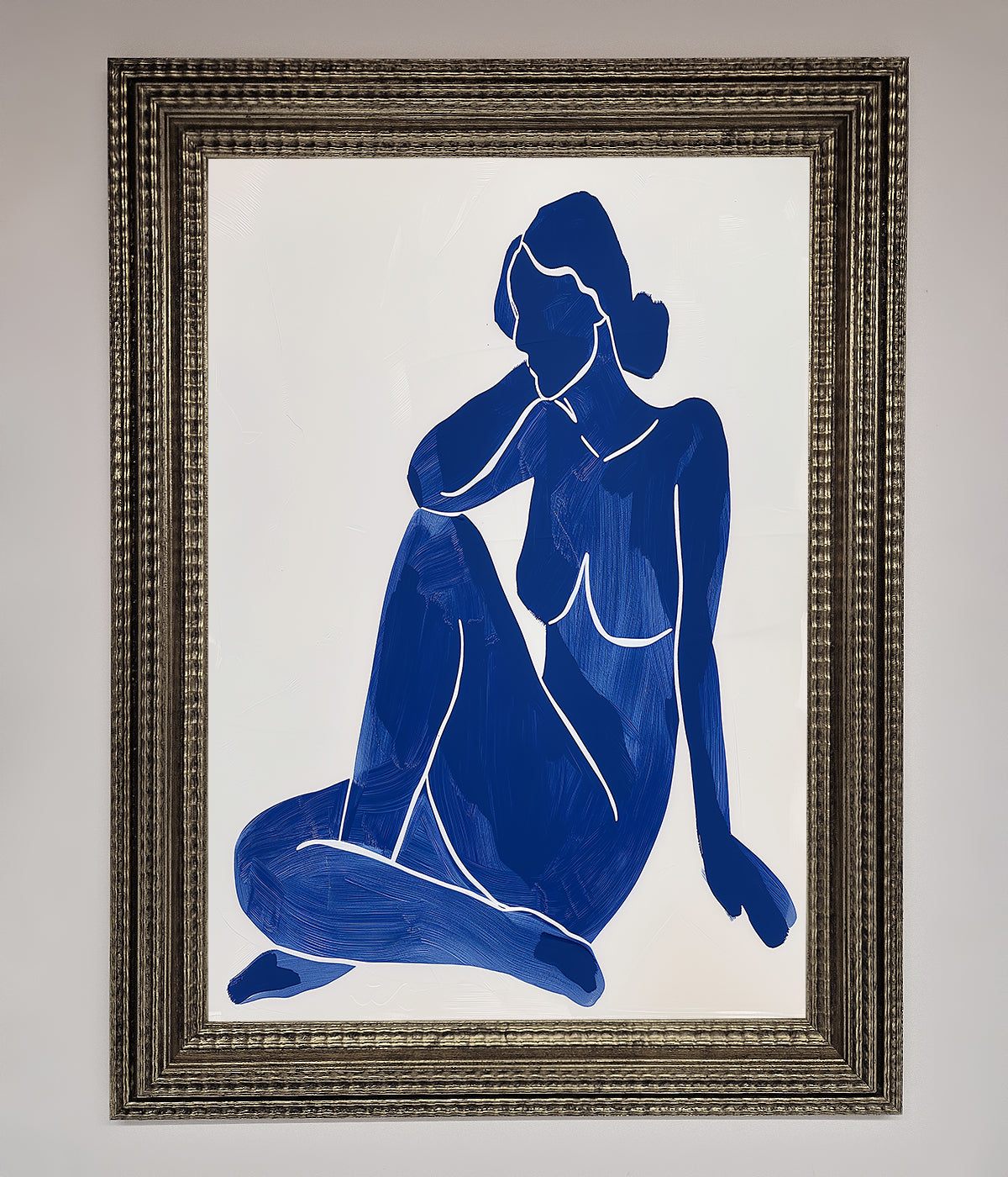 Blue Woman Pose Matisse Style Framed Print print