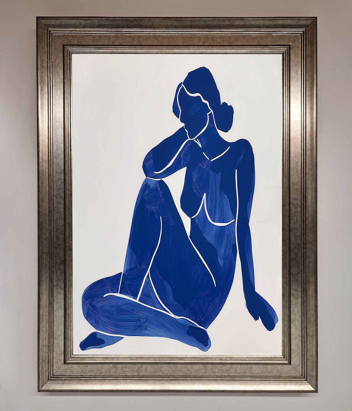 Blue Woman Pose Matisse Style Framed Print print