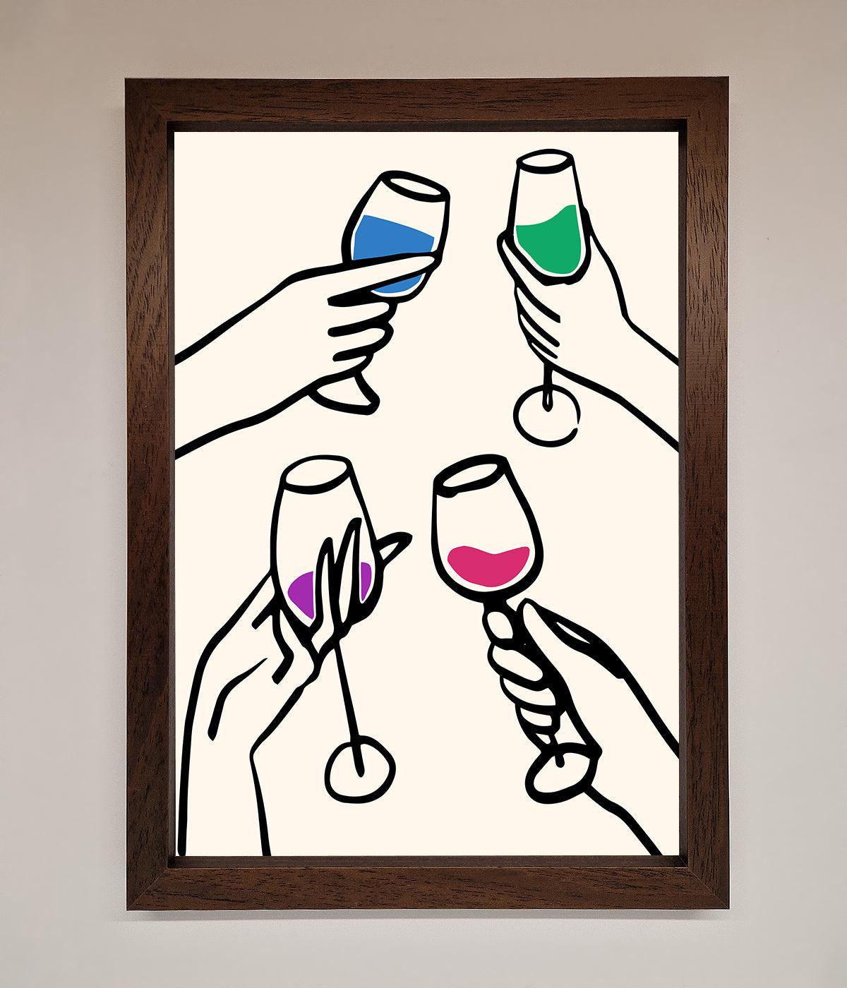 Cheers Wine Glasses Framed Wall Art print